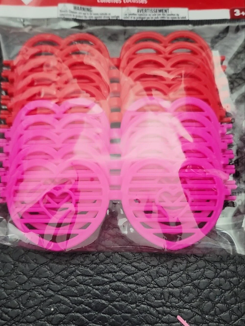 Pink and Red Heart Novelty Party Glasses - Pack of 10